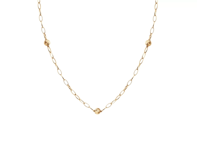 Naszyjnik złoty ze złota próby 585 z diamentowanymi kulkami