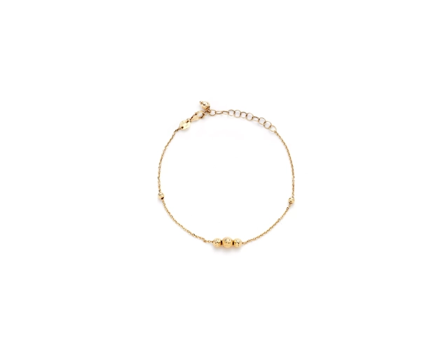 Bransoleta złota pr. 585 fantazyjna z diamentowanymi kuleczkami