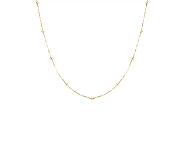 Naszyjnik złoty z gładkimi kuleczkami na delikatnym łańcuszku