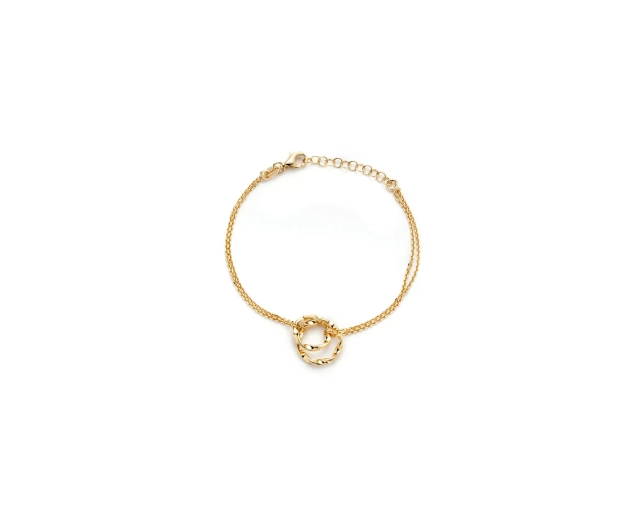 Bransoleta srebrna pozłacana z dwiema przeplatanymi obrączkami