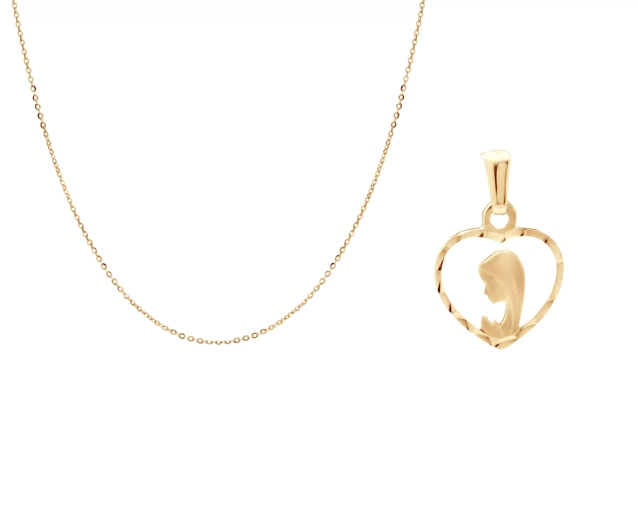 Zestaw złoty łańcuszek medalik serce PRZ 0147