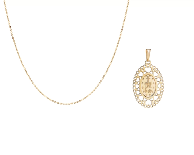 Zestaw złoty łańcuszek medalik Matka boska Cudowna PRZ 0155