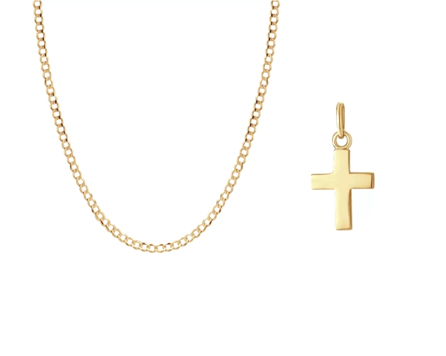 Zestaw złoty łańcuszek pancerka i krzyżyk PRZ 0170
