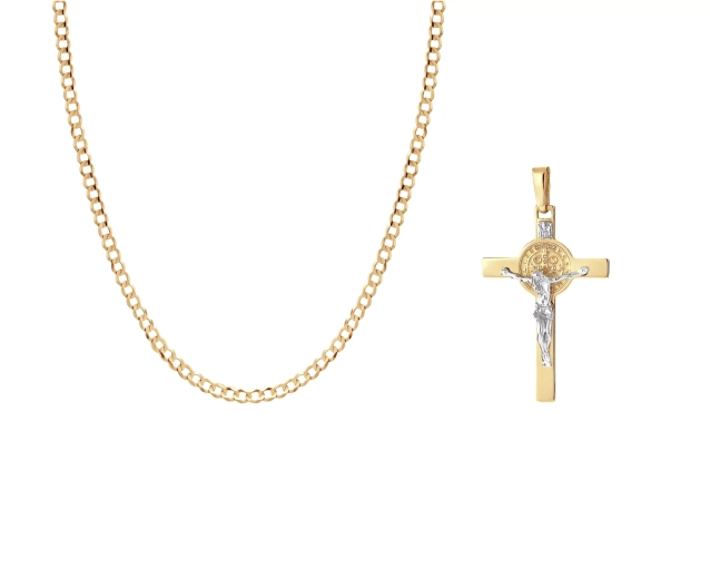 Zestaw złoty łańcuszek pancerka i krzyżyk PRZ 0173
