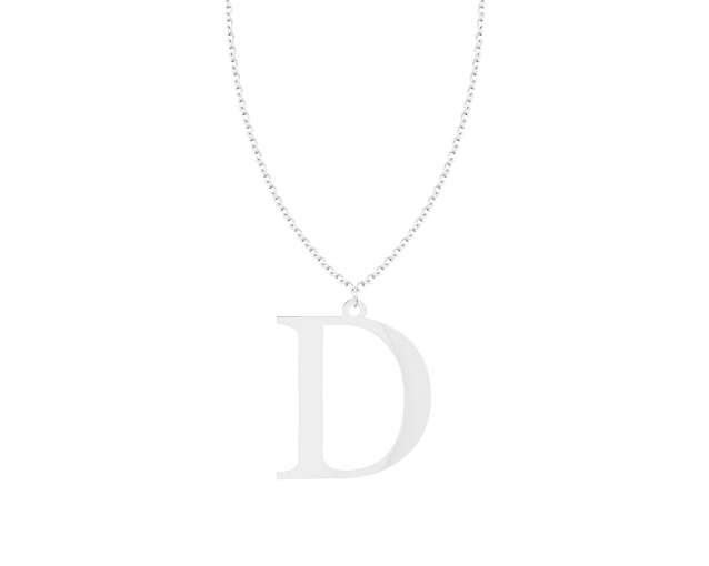 Naszyjnik srebrny typu ankier z zawieszką w kształcie litery D