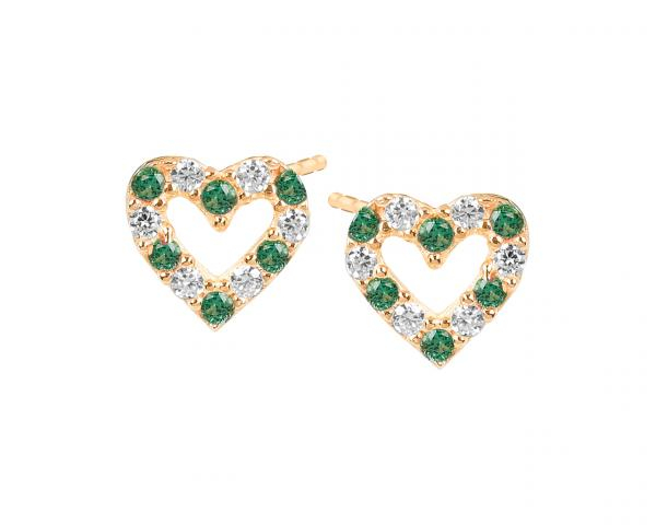 Kolczyki złote serca z cyrkoniami